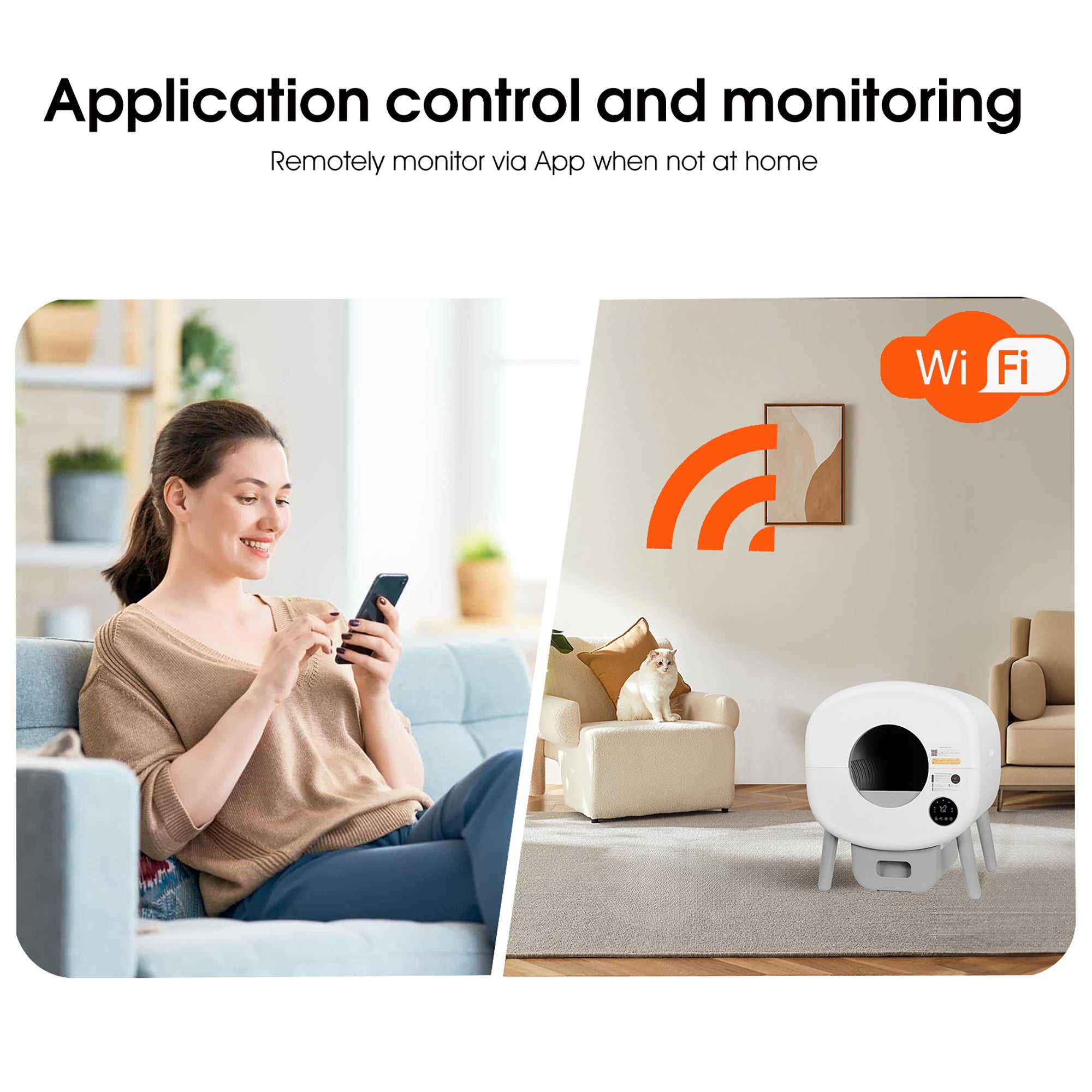 Automatic Smart Cat Litter Box, Large Capacity Self-Cleaning Litter Box