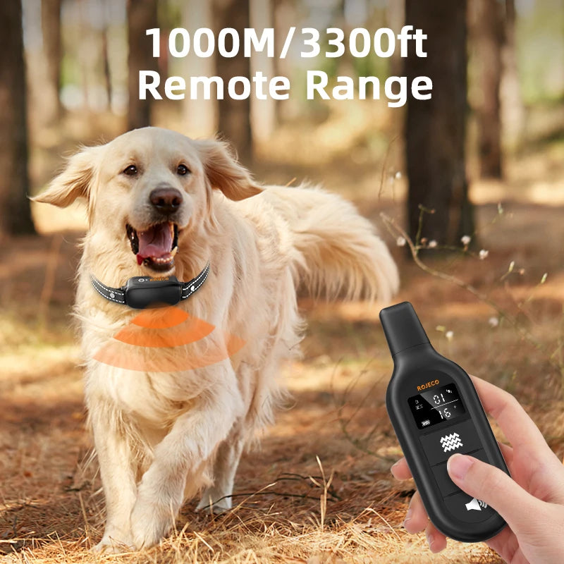 ROJECO PD521 Electric Dog Training Collar 3300ft Remote Control IPX7 Waterproof Vibrator Pet Puppy Dog Bark Stop Shock Collar