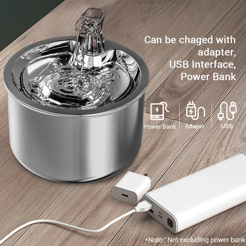 ROJECO Stainless Steel Cat Water Fountain  Automatic Water Dispenser For Cat Dog Pet Smart Motion Sensor Water Purifier Drinker