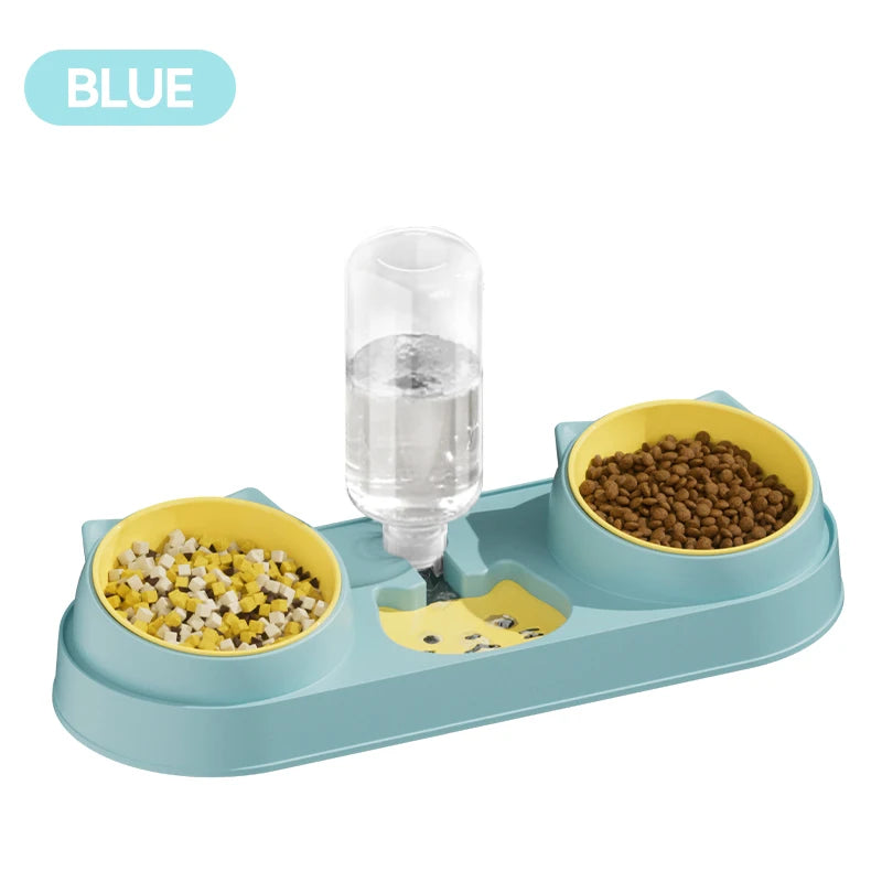 ROJECO 3 In 1 Pet Bowls with Water Dispenser Auto Water Refill Dual Feeding Bowls Dry Wet Separation Food Bowls For Cat Supplies