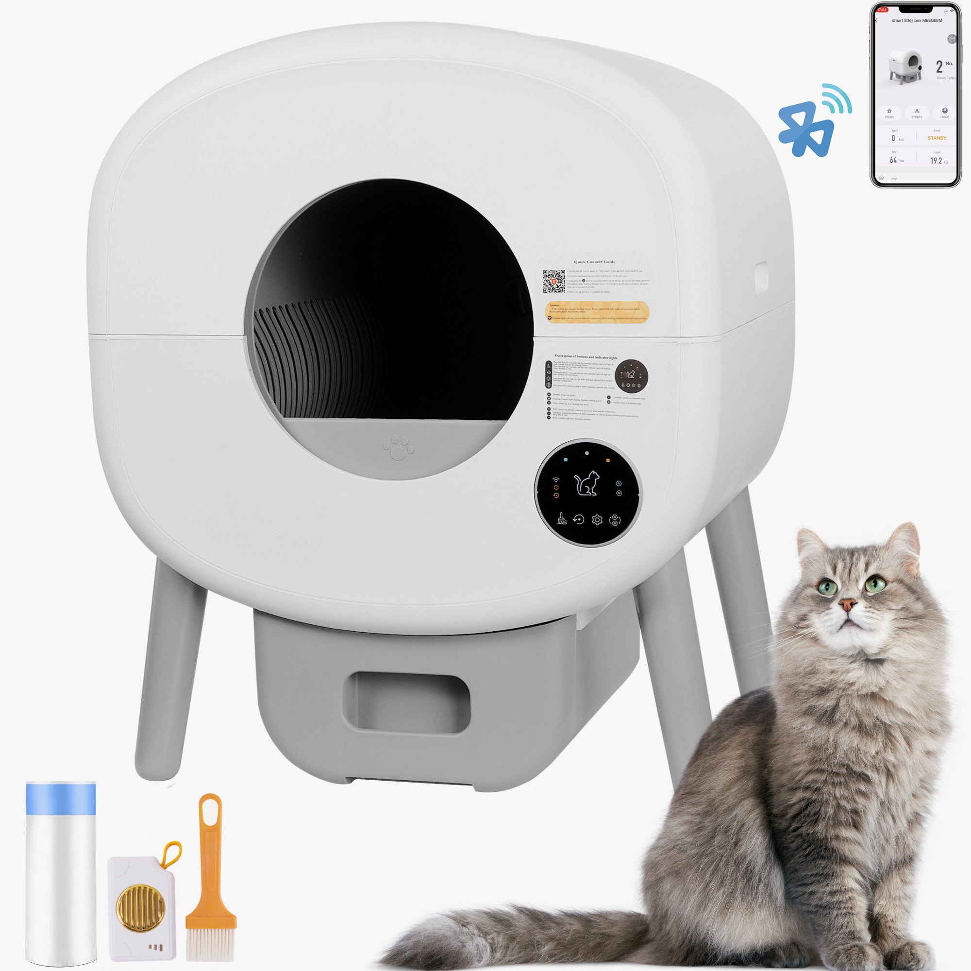 Automatic Smart Cat Litter Box, Large Capacity Self-Cleaning Litter Box