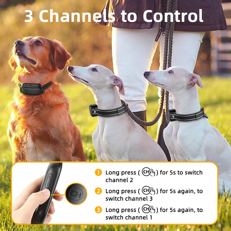 ROJECO PD521 Electric Dog Training Collar 3300ft Remote Control IPX7 Waterproof Vibrator Pet Puppy Dog Bark Stop Shock Collar