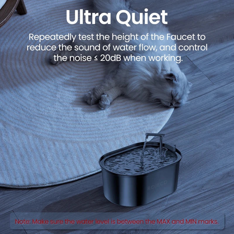 ROJECO Stainless Steel Cat Water Fountain 3.2L Automatic Dog Drinker Drinking Fountain For Cats Pet Water Dispenser Accessories