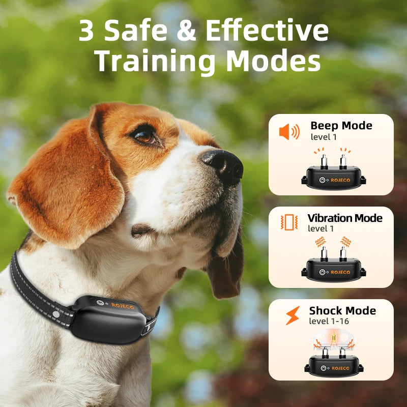 ROJECO PD521 Electric Dog Training Collar 3300ft Remote Control IPX7 Waterproof Vibrator Pet Puppy Dog Bark Stop Shock Collar