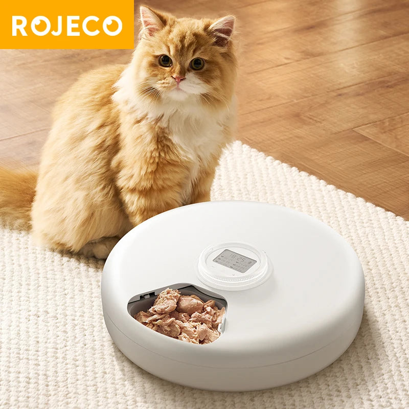 ROJECO 6 Meals Automatic Cat Feeder with 2 Ice Packs