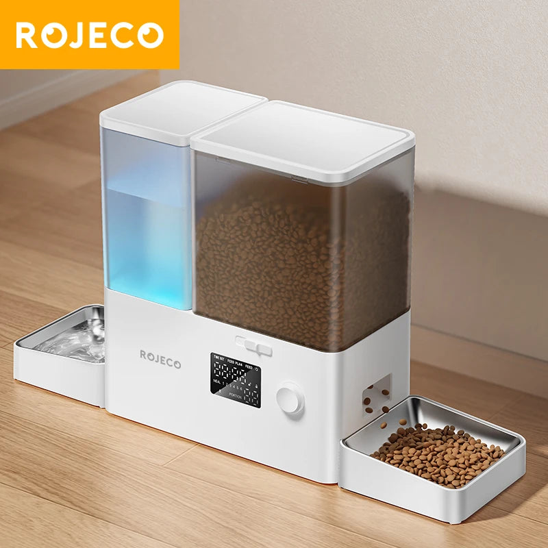 ROJECO 2 in 1 Pet Feeder 5L & Water Fountain 3.5L Button Version