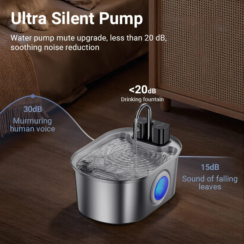 ROJECO 3.2L Wireless Stainless Steel Cat Fountain