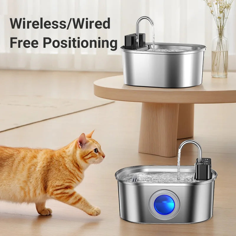 ROJECO 3.2L Wireless Stainless Steel Cat Fountain