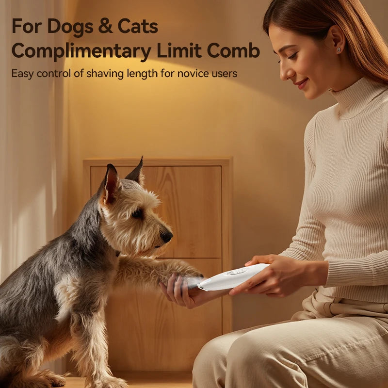 ROJECO Dog Hair Trimmer With LED Light Pet Electric Clipper Rechargeable Cat Claw Hair Trimmer Dog Foot Haircut Grooming Shaver
