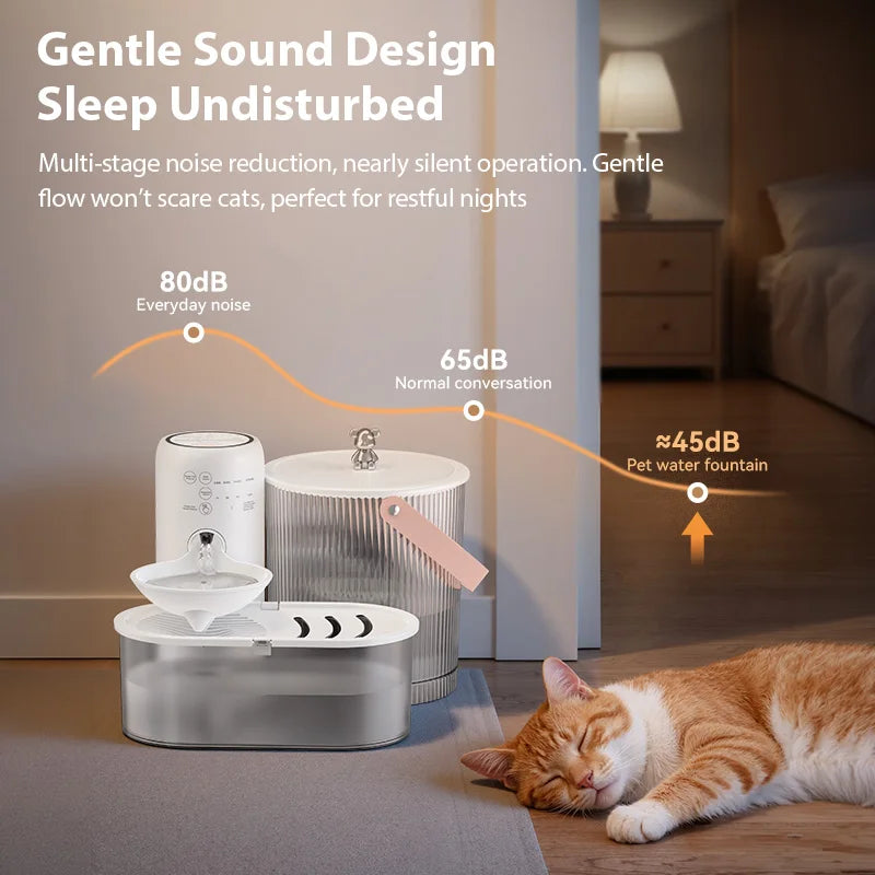 ROJECO Smart Pet Water Fountain 3L Wireless Cat Water Dispenser No Filter Tilting Ultra Silent Automatic Cat Fountain 2600mAh