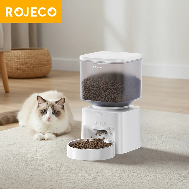 ROJECO 4.5L Automatic Dog Feeder Smart Cat Food Dispenser WIFI APP Remote Control Voice Record Pet Feeder For Cats Dog Supplies