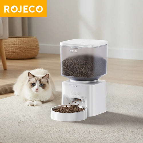 ROJECO 4.5L Automatic Dog Feeder Smart Cat Food Dispenser WIFI APP Remote Control Voice Record Pet Feeder For Cats Dog Supplies