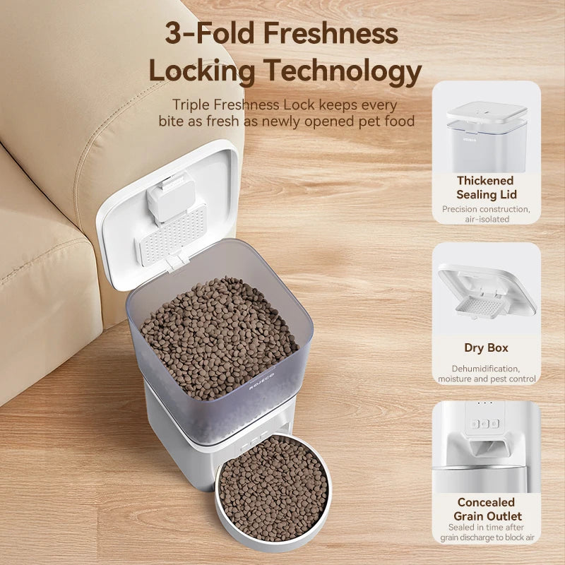 ROJECO 4.5L Automatic Dog Feeder Smart Cat Food Dispenser WIFI APP Remote Control Voice Record Pet Feeder For Cats Dog Supplies