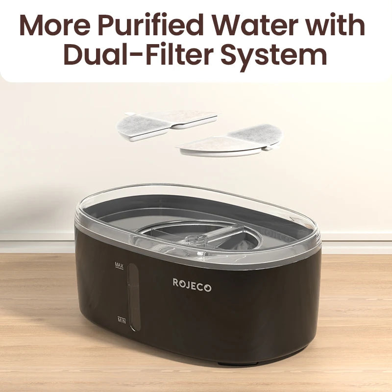 ROJECO Automatic Cat Water Fountain 2.5L Water Dispenser For Multiple Pets Smart Fountain Drinker For Pet Cat Kitten Dual Bowls