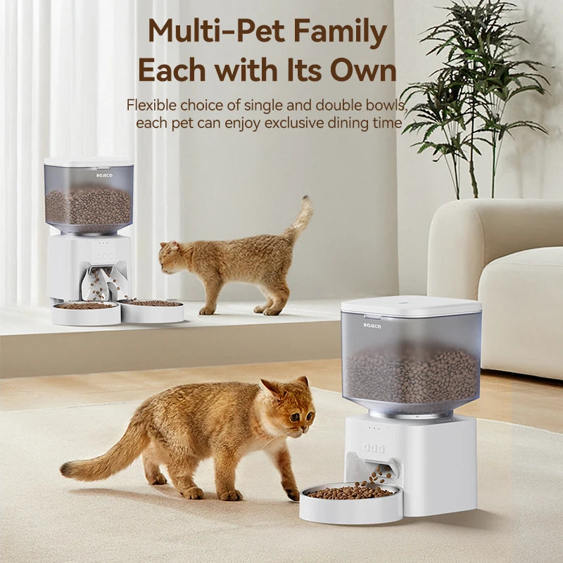 ROJECO 4.5L Automatic Dog Feeder Smart Cat Food Dispenser WIFI APP Remote Control Voice Record Pet Feeder For Cats Dog Supplies