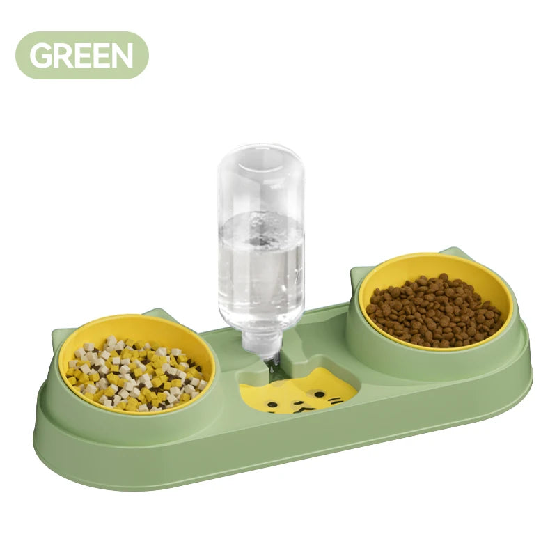 ROJECO 3 In 1 Pet Bowls with Water Dispenser Auto Water Refill Dual Feeding Bowls Dry Wet Separation Food Bowls For Cat Supplies