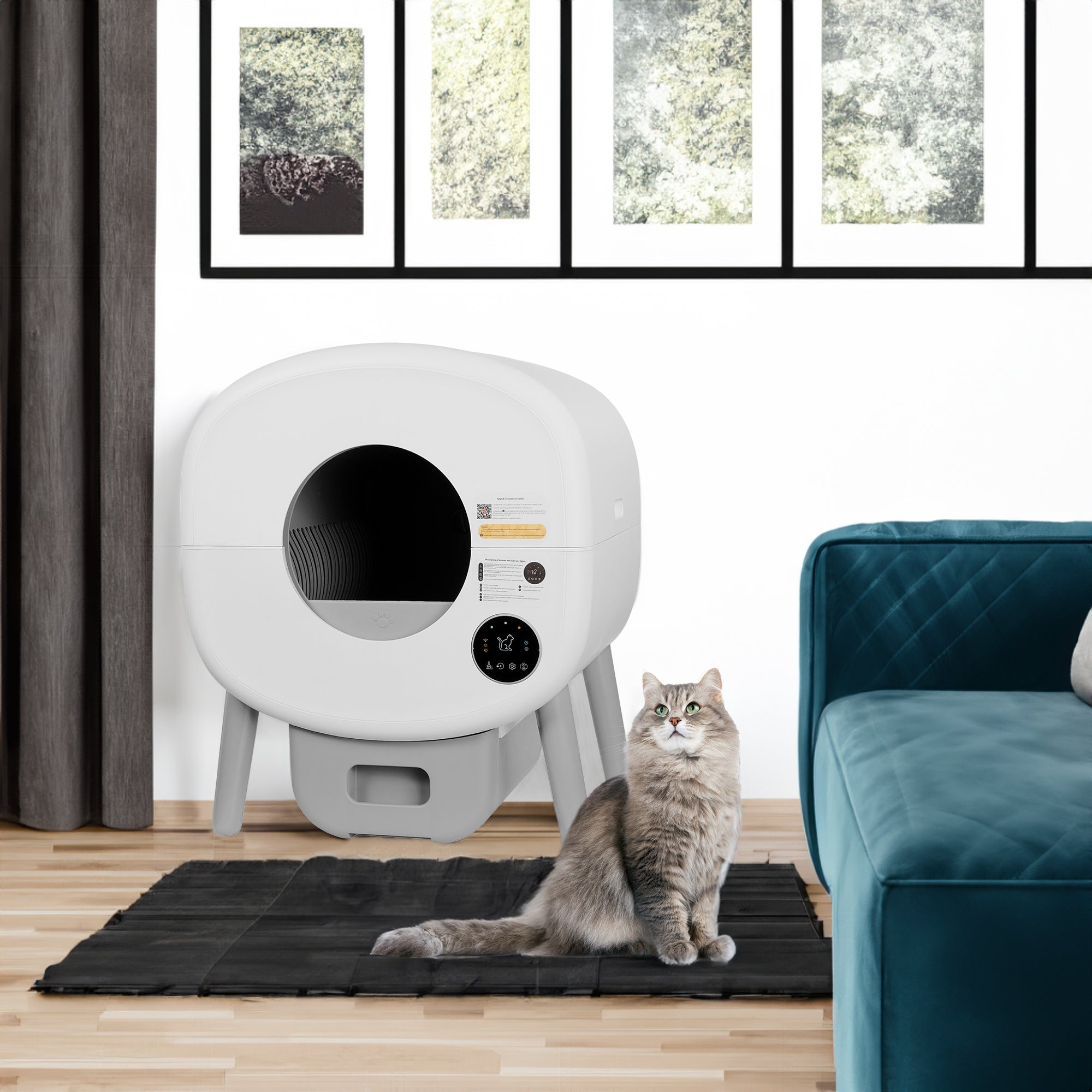 Automatic Smart Cat Litter Box, Large Capacity Self-Cleaning Litter Box