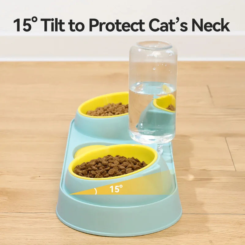 ROJECO 3 In 1 Pet Bowls with Water Dispenser Auto Water Refill Dual Feeding Bowls Dry Wet Separation Food Bowls For Cat Supplies