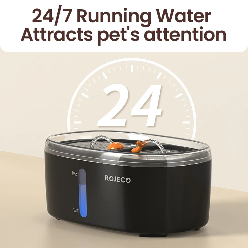 ROJECO Automatic Cat Water Fountain 2.5L Water Dispenser For Multiple Pets Smart Fountain Drinker For Pet Cat Kitten Dual Bowls