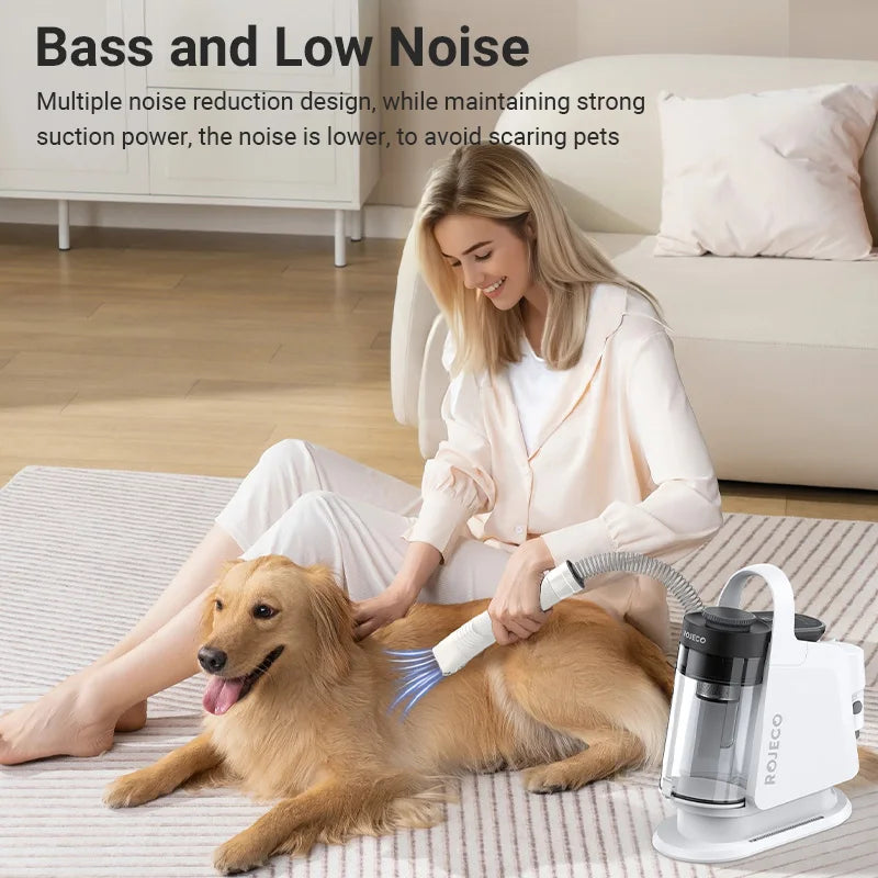 ROJECO Pet Multifunction Grooming Vacuum Kit 5-IN-1 Portable Household Vacuum Cleaner For Pet Cat Dog Hair Vacuum Groomer Kit