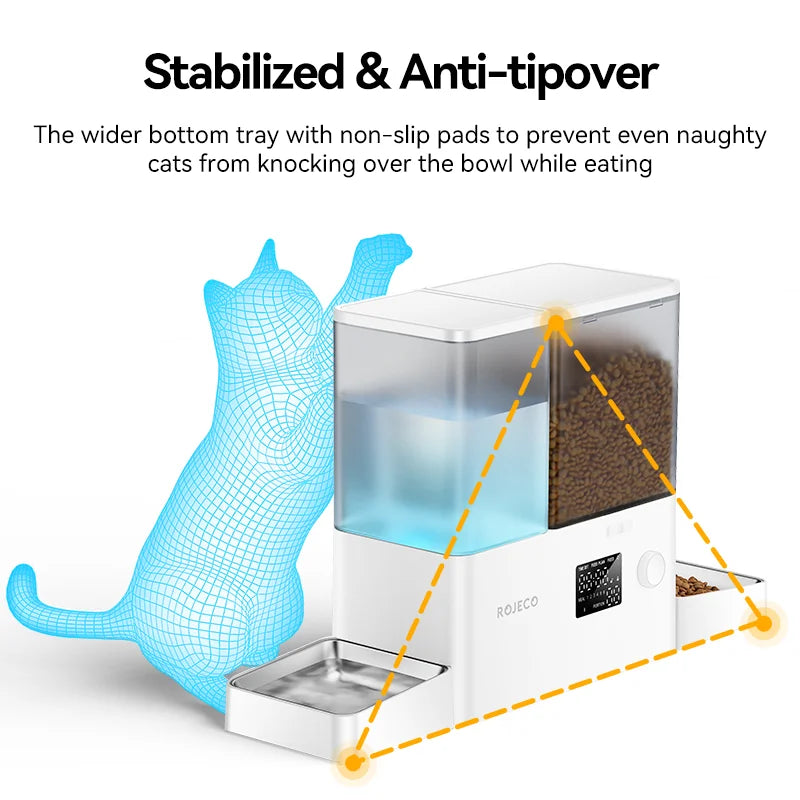ROJECO 2 in 1 Pet Feeder 5L & Water Fountain 3.5L Button Version