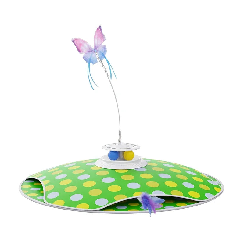 ROJECO Smart Cat Toys Interactive Hide and Seek Cat Toy With Chasing Feather Fluttering Butterfly TrackBalls Kitten Teaser Toy