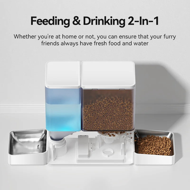 ROJECO 2 in 1 Pet Feeder 5L & Water Fountain 3.5L Button Version