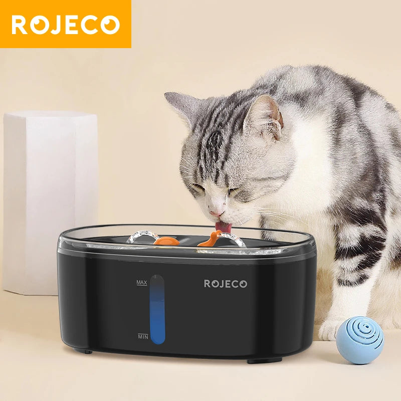 ROJECO Automatic Cat Water Fountain 2.5L Water Dispenser For Multiple Pets Smart Fountain Drinker For Pet Cat Kitten Dual Bowls