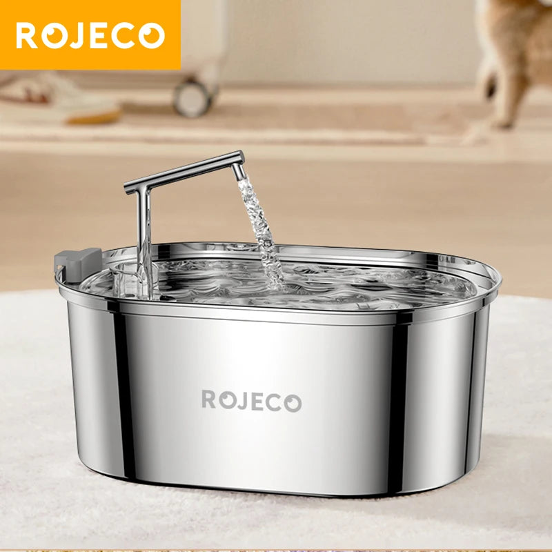 ROJECO Stainless Steel Cat Water Fountain 3.2L Automatic Dog Drinker Drinking Fountain For Cats Pet Water Dispenser Accessories